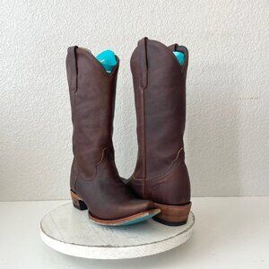 Brown Leather Women's Western Heeled Boots